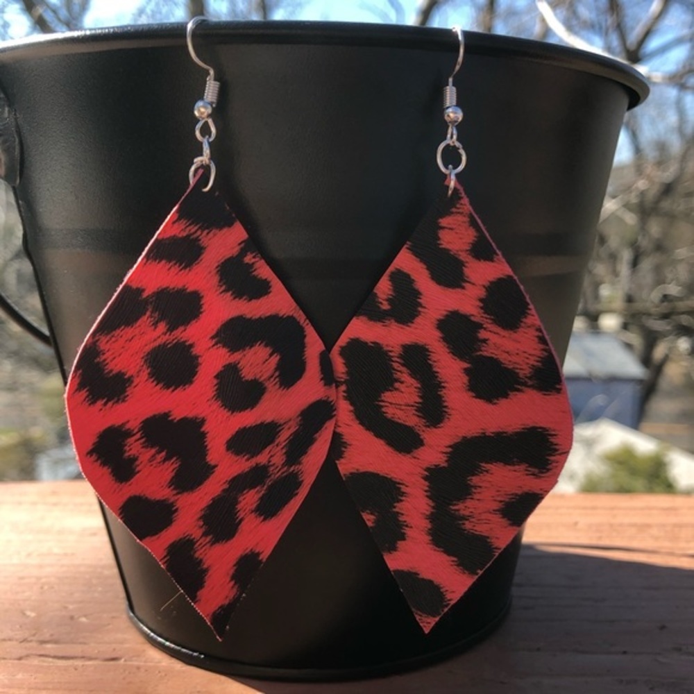 Cheetah Print Leather Earrings